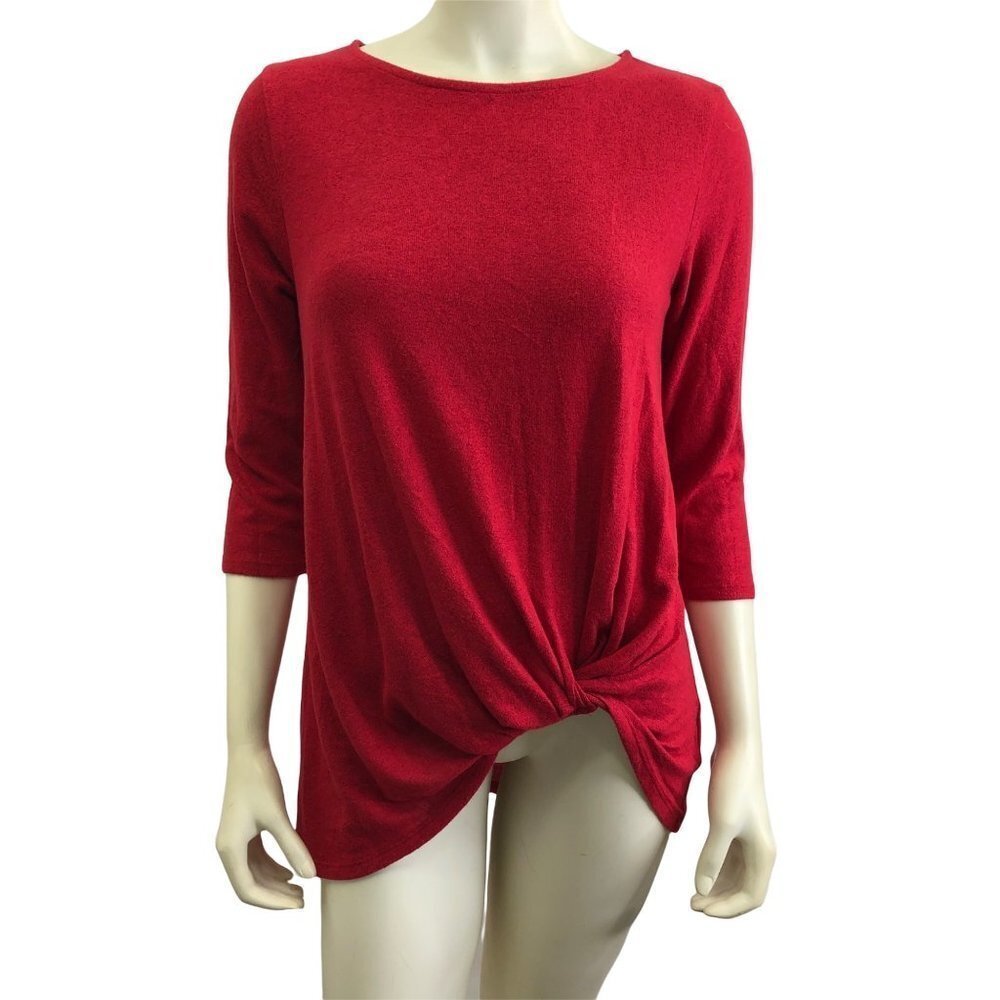 Gibsonlook Womens Twist Front Red Sweater 3/4‎ Sleeve sz sm